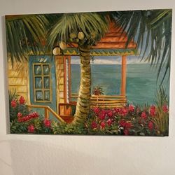 Large Wall Painting Beach House View 48” X 35”