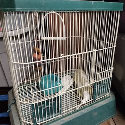 METAL SQUARE TOP  PARAKEET BIRD CAGE GOOD CONDITION