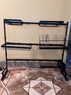 Black Metal Over-the-Sink Dish Drying Rack