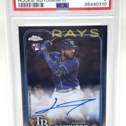 JUNIOR CAMINERO ROOKIE AUTO PSA 9 2024 Topps Chrome  #RAJCA