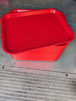 47 Red Cafeteria / Restaurant Serving Trays – Approx 13" x 10"