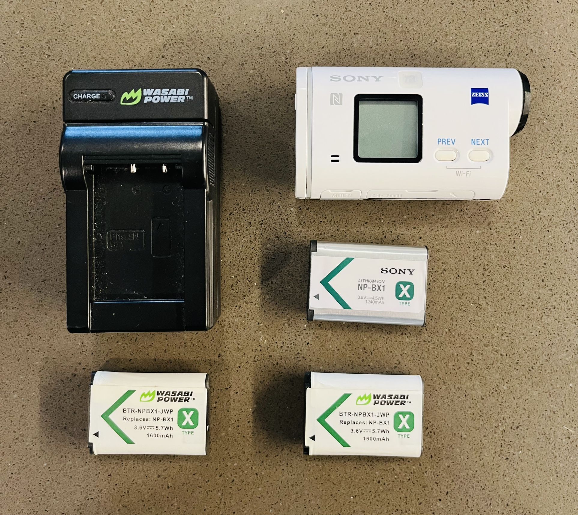 Sony HDR-AS200V/W Action Cam with Wi-Fi & GPS with 3 Batteries, Charger, Case