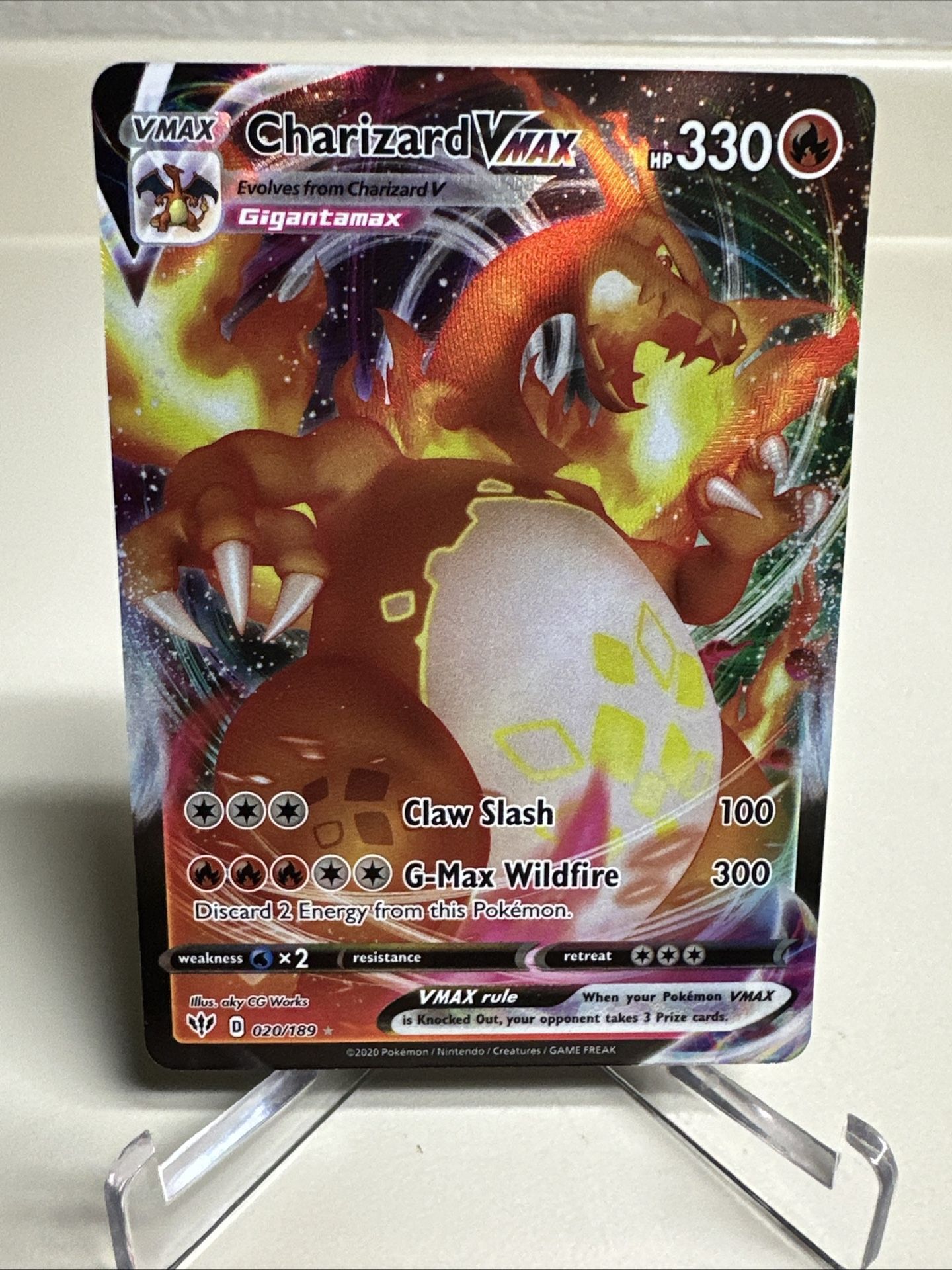 Charizard VMAX Full Art 020/189 Pokémon Darkness Ablaze Ultra Rare Holo 2020 NM