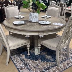 5 Pc Rustic Antique White Dining Table Set Brand New In Box 