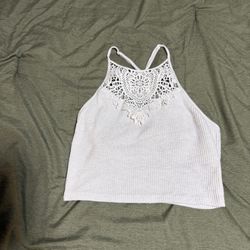 White Halter Crop Top