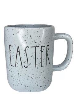 New! Rae Dunn Easter "EASTER" Blue Speckled Coffee Mug