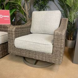 Beige Outdoor Swivel Lounge Chair 