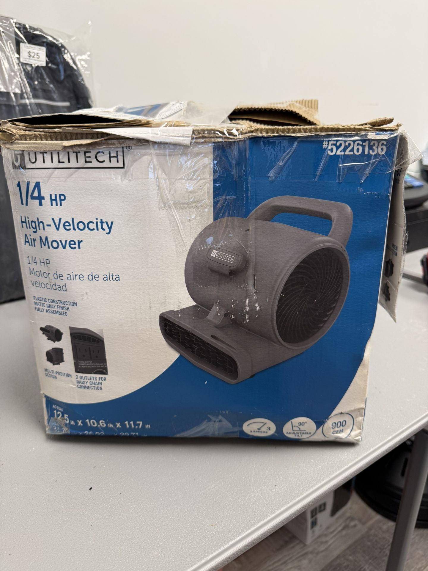 Air Mover 1/4-HP 900-CFM Centrifugal Daisy Chain Compatible Indoor Blower Fan with Timer