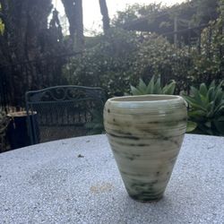Handcrafted Ceramic Vase – Earth Toned Green & Beige