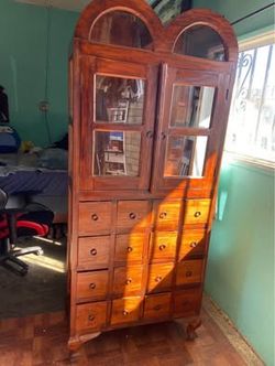 Antique Double Arched cabinet reclaimed 13 inches deep 31 1/2 inches width and 74 1/2 inches height