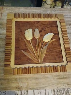 Wooden tulip wall hanging