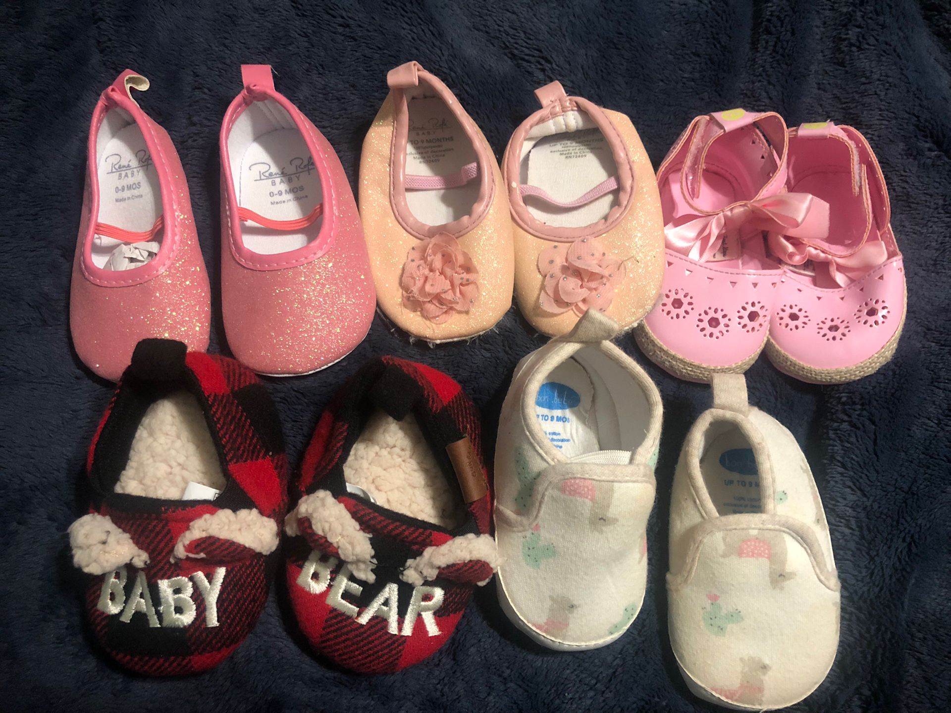 (5) Pair Baby Girl Shoes Size Up To 9 Months