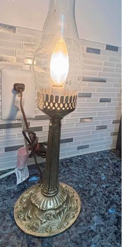 Vintage Brass Electric Hurricane Lamp