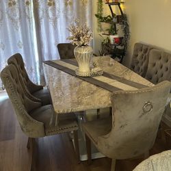 dining table with six chairs