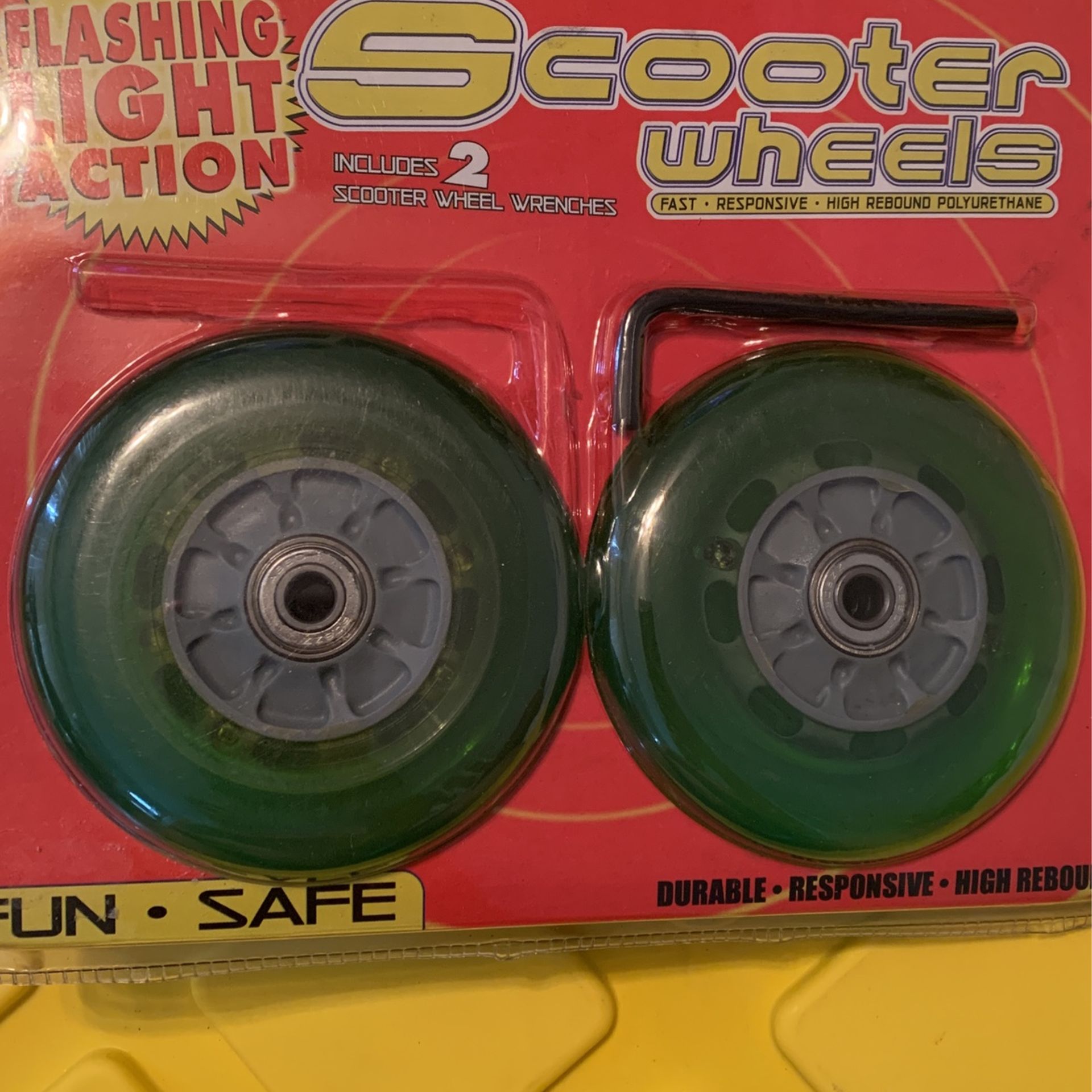 2 Green Turbo Light Scooter Wheels