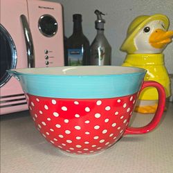 Pioneer Woman "Flea Market" Red Polka Dot Batter Bowl NEW