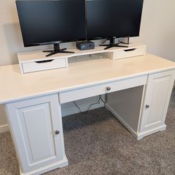 IKEA White Desk with Matching Dual Monitor Stand