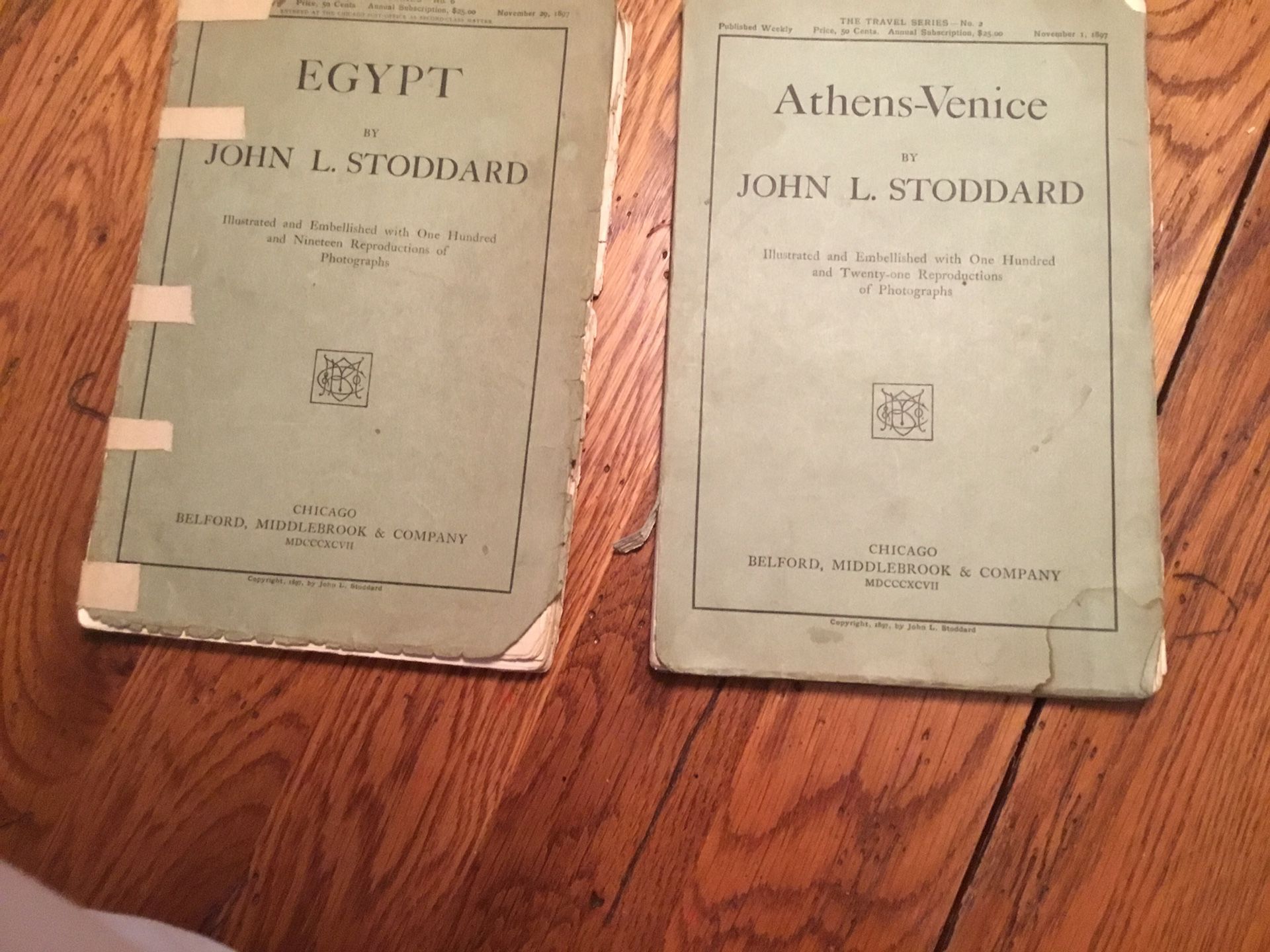 ANTIQUE 1897 TRAVEL BOOKLETS-EGYPT-ATHENS-VENICE-$55