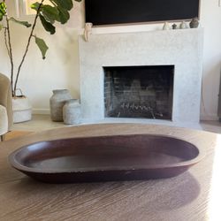 Oval Dark Wood Decorative Bow