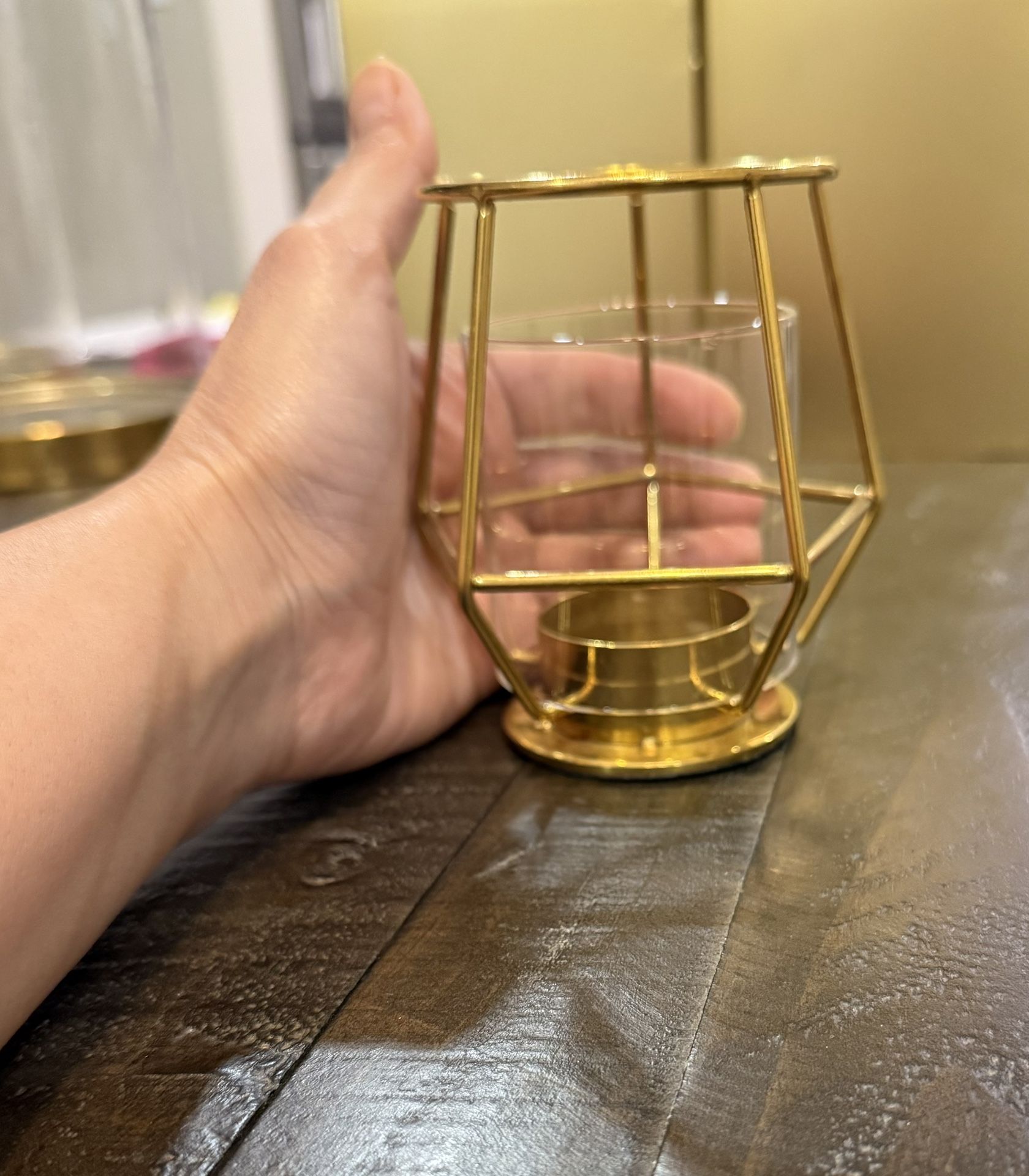 Gold Geometric Candle Holder