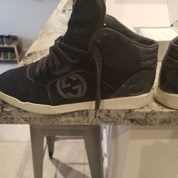 Grey GUCCI Mens HIGHTOP SUEDE BELIEVE IT OR NOT MY FRIEND PAINTS AND WAS  DOING A JOB ..THESE ONCE BELONGED TO GRADY SIZEMORE  MLB PLAYER🔥🔥🔥🔥🔥