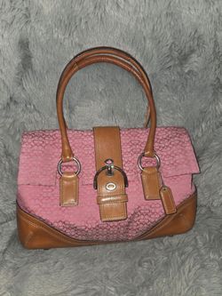 Coach Signature Satchel Handbag Pink and Tan