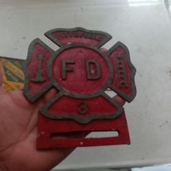 Old Original Fire Department License Plate Topper Original 