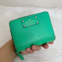 Kate Spade Green Leather Zip Around Wallet