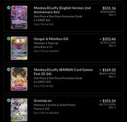 One piece pokemon singles