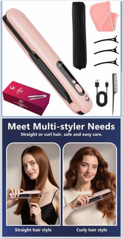 2-in-1 Cordless Hair Straightener & Curler -
