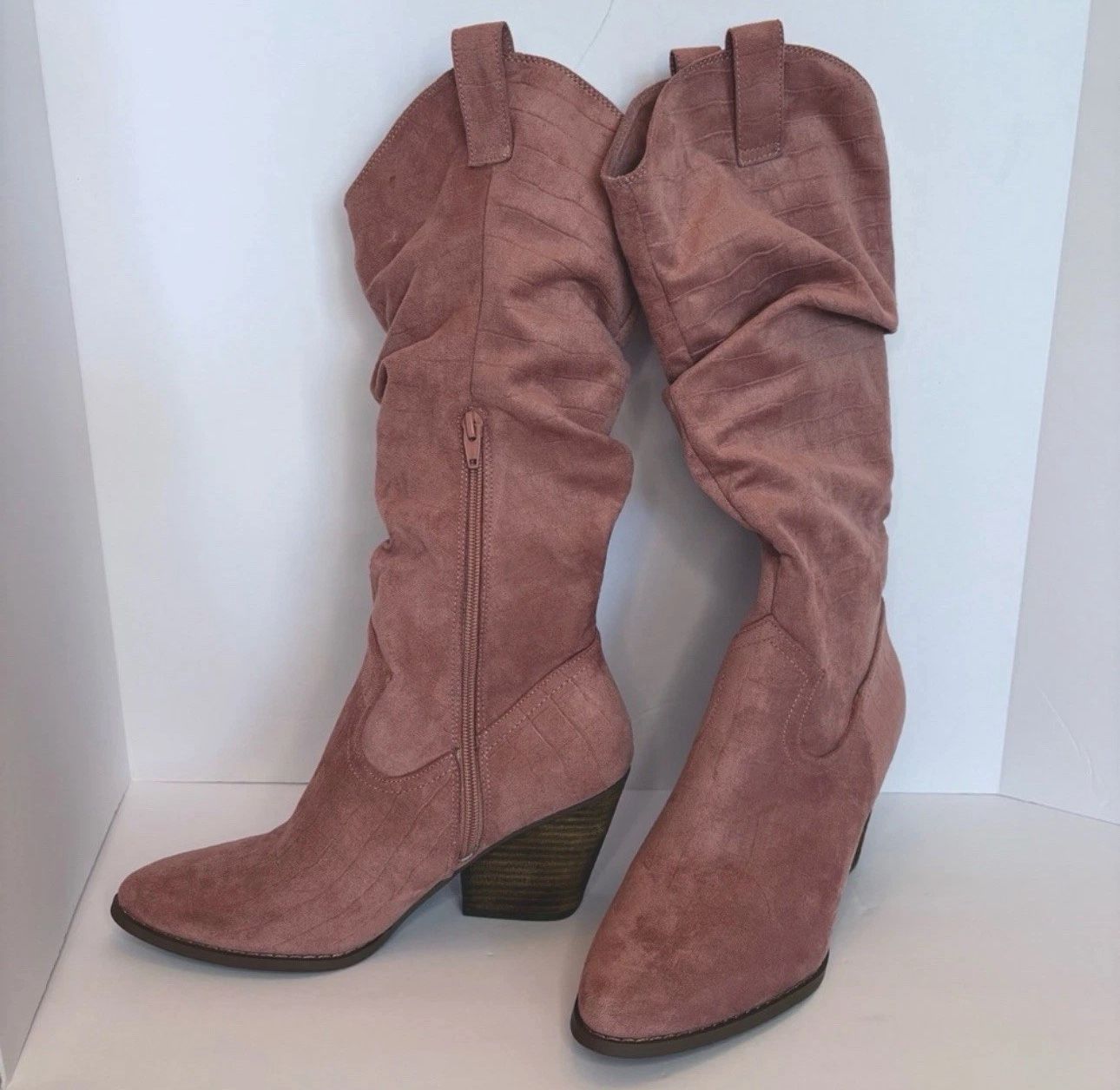 Cato, Womens Faux Suede, Mid Calf, Dusty Rose, Slouchy Boots, Size 9 Med