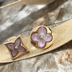 Authentic Louis Vuitton 18K Rose Gold Pink Stud Earrings