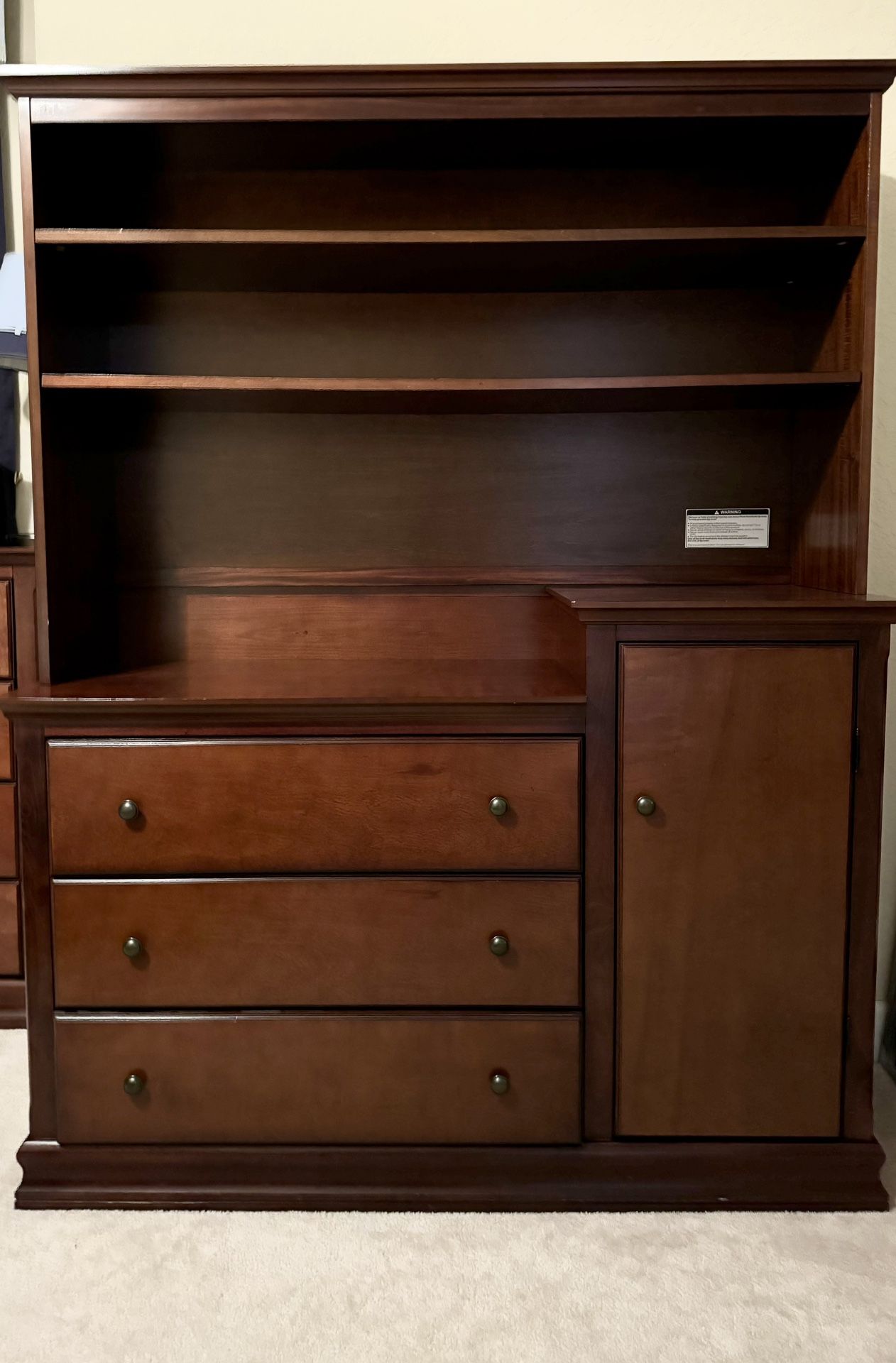 Cherry Wood Dresser with Shelves