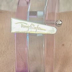 Thierry Mugler Retro trio Perspex Bangle bracelet 1980s Vintage Pink Blue lilac