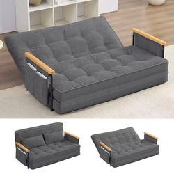 Modern Loveseat Floor Sofa Bed, 2 Seater Lazy Futon Sofa with Adjustable Backrest,Multiple Colors