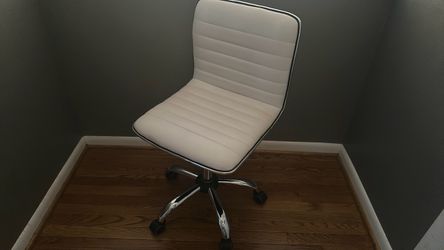 White Armless Office Chair with Chrome Base