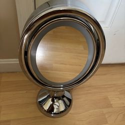 Electric Vanity Makeup Mirror with Ring Light & Power Outlet – Chrome