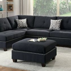BRAND NEW 3PCS REVERSIBLE SECTIONAL SOFA SET WITH OTTOMAN INCLUDED +ACCENT PILLOWS $649