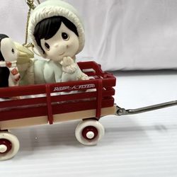 Vtg 1999 Precious Moments Radio Flyer Wagon Ornament Christmas Ornament Enesco