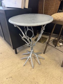 Round Metal Accent Table with Branch Base