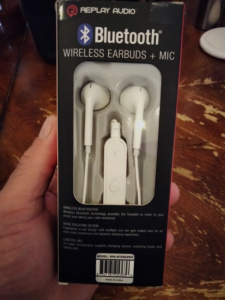Replay Audio Bluetooth Earbuds+Mic Model RPABTEB22 WHITE COLOR FOR