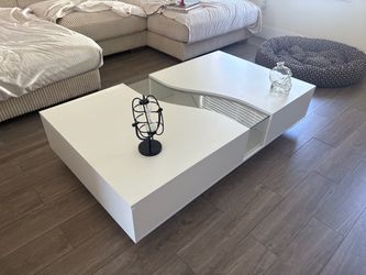 White Modern Coffee Table with Storage