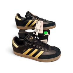 NWT Adidas Samba Messi Black/Gold 5.5Y 7 Women