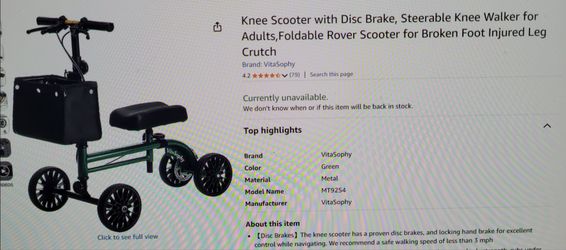 New! Foldable knee scooter walker with Disc brake