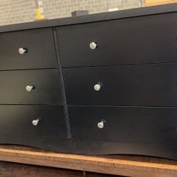 Wood Dresser for Bedroom, Wide Chest of Drawers with 6 Drawers,Storage Tower Unit, Modern Closet Store Organizer for Living Room, Hallway (Black) $ 12