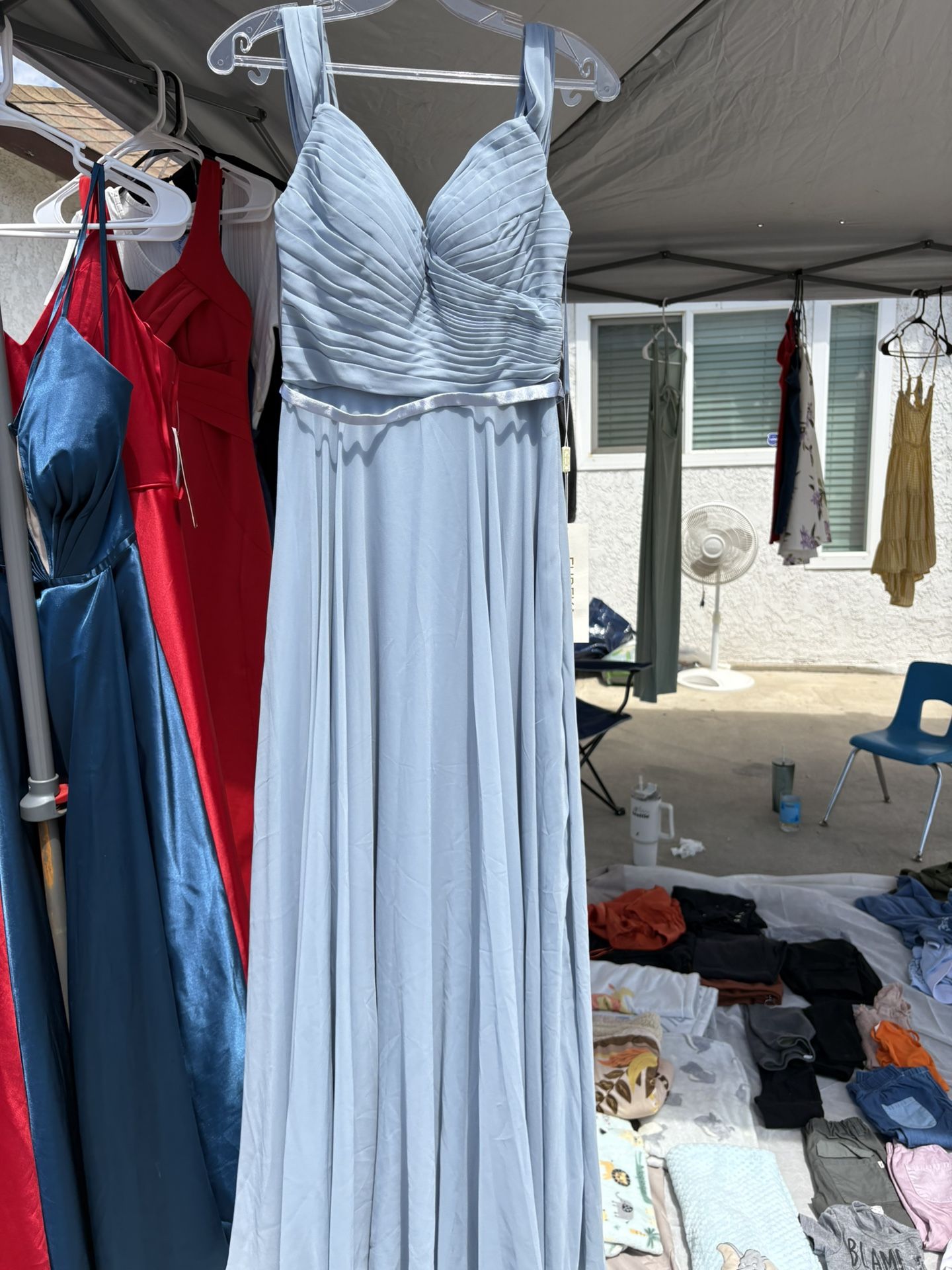 boho blue dress Zapakasa Women White Blue Flower Off The Shoulder Long Bridesmaid Dress  with Ruffles Boho Chiffon Wedding Guest Dress main image 0
