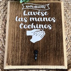 Handmade Spanish Bathroom Wood Sign/ Humor 
