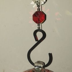 Stained Glass with Decorative Jeweled Chain Décor Hanging Hummingbird Feeder, 4-6 oz
