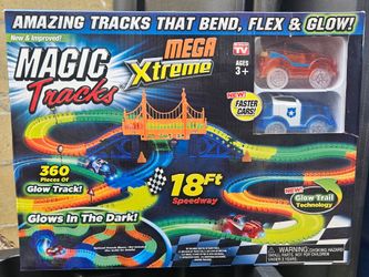 Magic Tracks Mega Xtreme Glow in the Dark Race Track Set - 360 pcs, 18ft