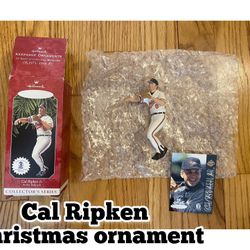 HALLMARK CHRISTMAS ORNAMENT CAL RIPKEN JR. & Baseball Card Never Used 